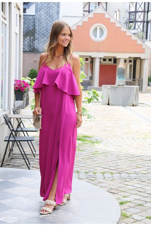 Robe longue violet fines brides