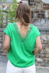 T-shirt dentelle vert