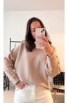 Pull taupe col montant